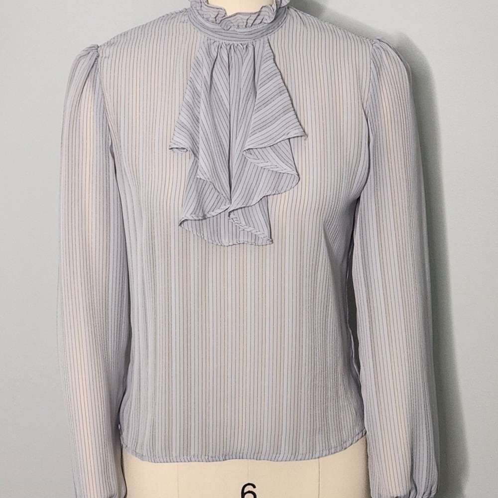 Women‎ Blouse Secretary Regency Victorian Dark Academia Pinstripe Coquette Small
